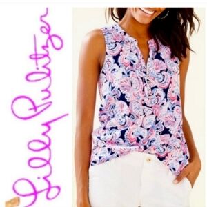 Lilly Pulitzer Pink and Blue Paisley Blouse